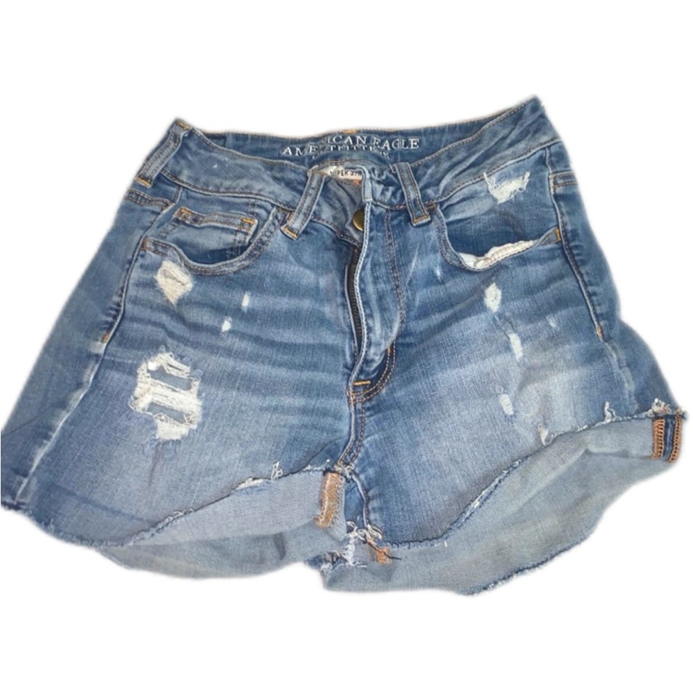 American Eagle Outfitters Blue Distressed Jean Shorts